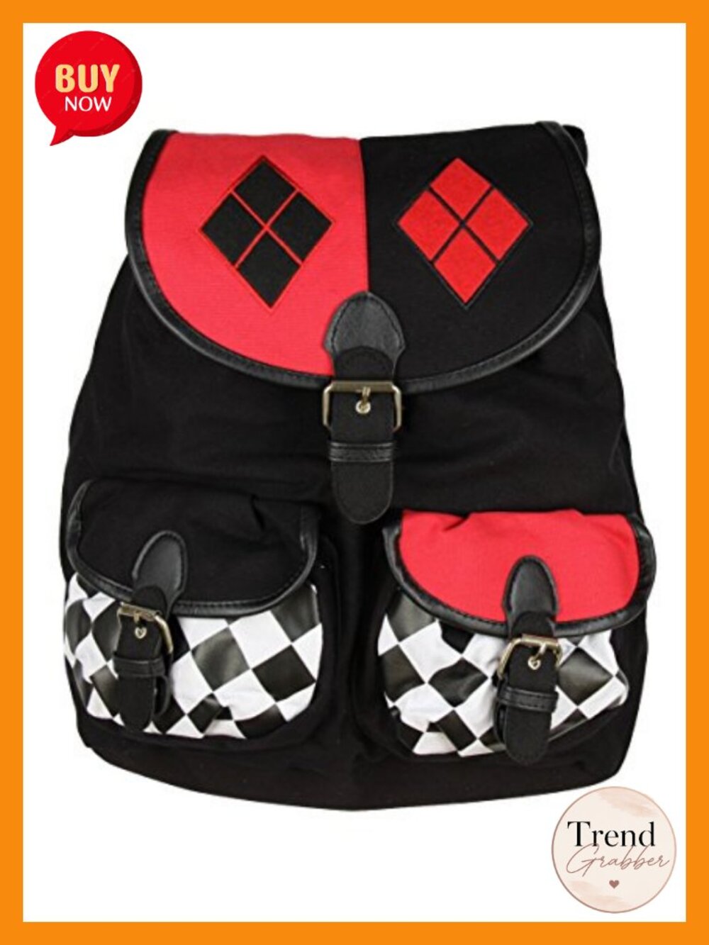 DC Comics Harley Quinn Knapsack Backpack 14 X 17 inches